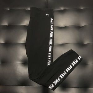 VS PINK logo striped leggings